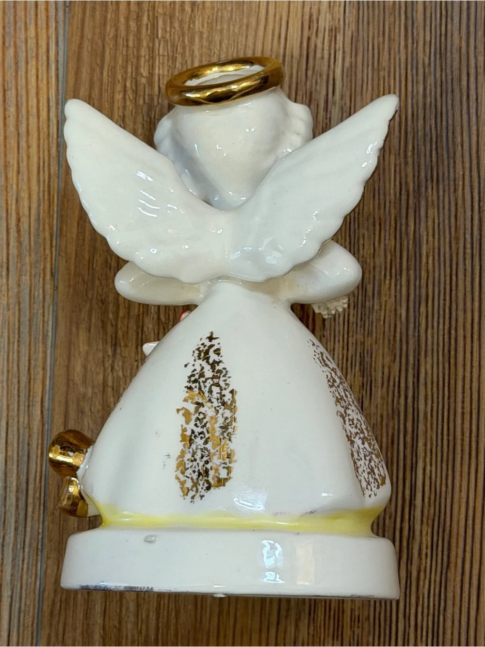 Vintage December Angel Ceramic Figurine - with spaghetti trim.